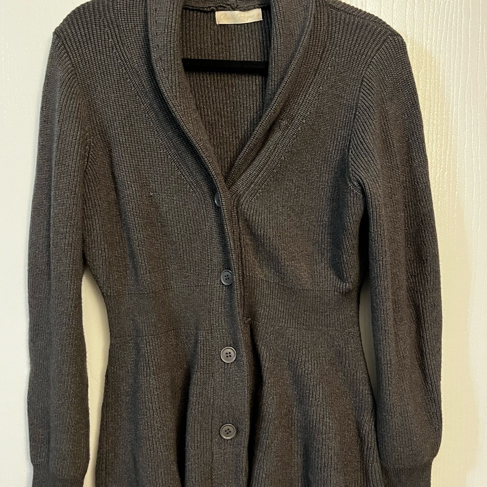 Retro peplum knit cardigan
